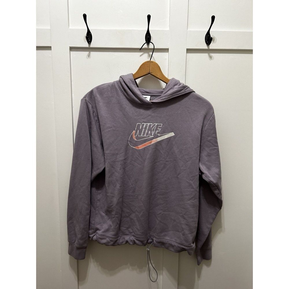 Nike Women Pullover‎ Hoodie Drawstring Hem Lavender Purple Logo Size M